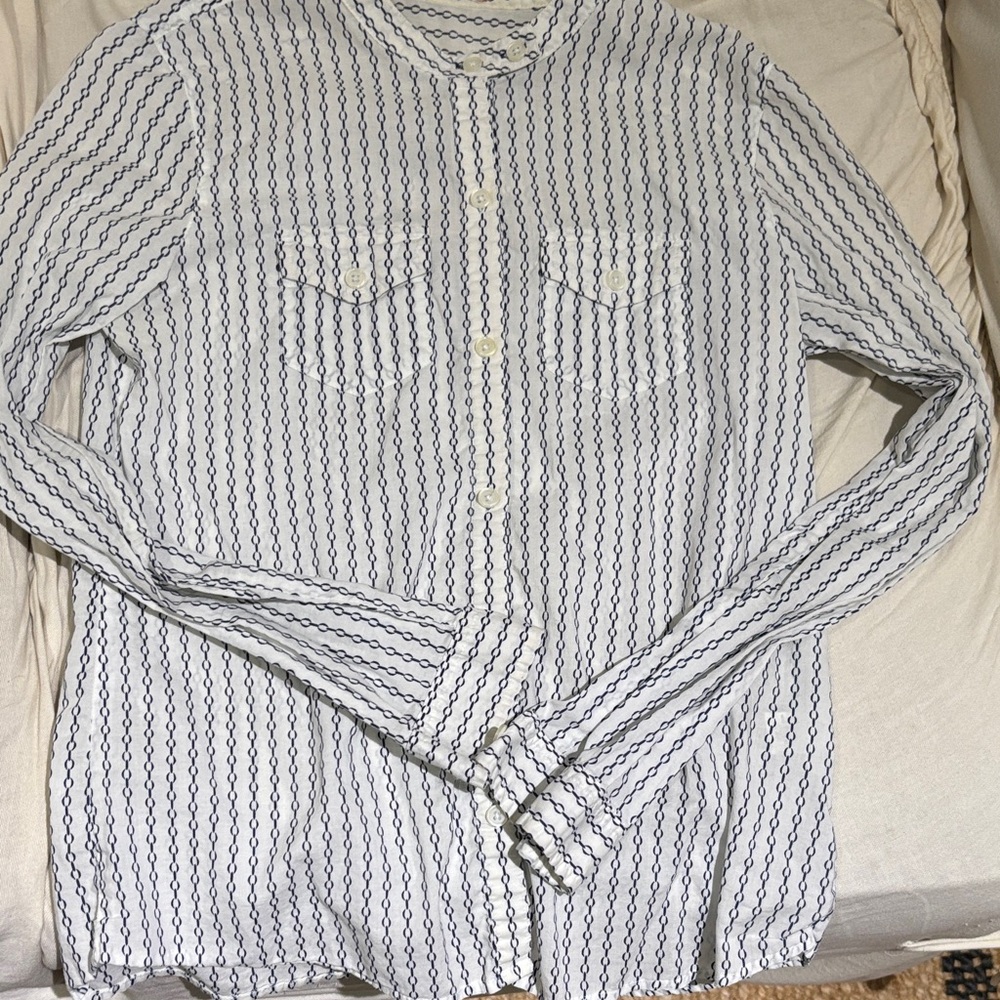 Old Navy White and Blue Striped Blouse